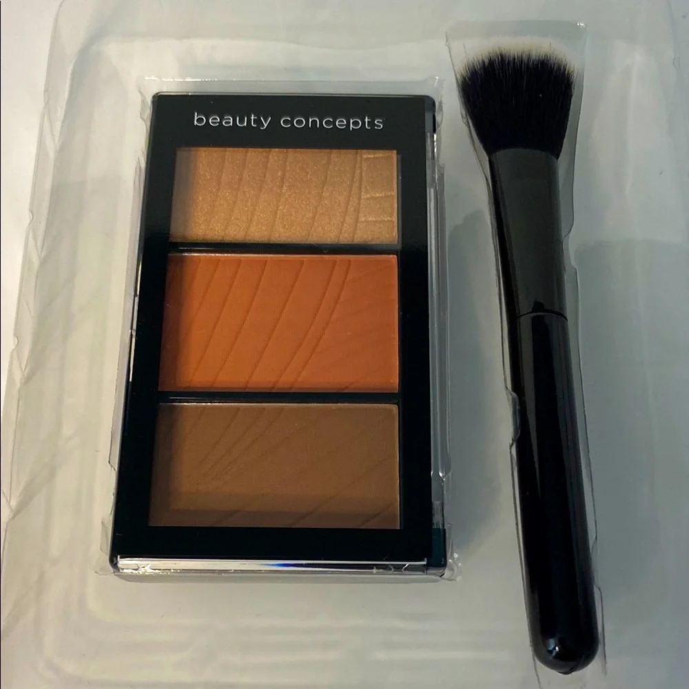 Beauty Concepts 3-Piece Complexion Set | Highlighter Blush Bronzer + Brush